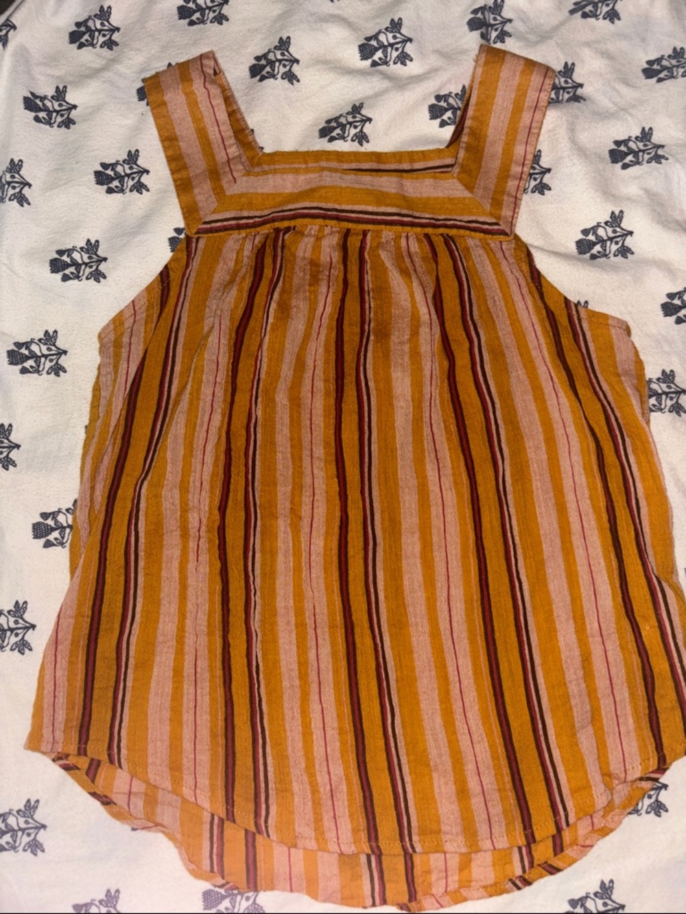 Universal Thread Striped Square-Neck Tank in Mustard and Pink